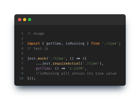 code snippet for jest.requireActual