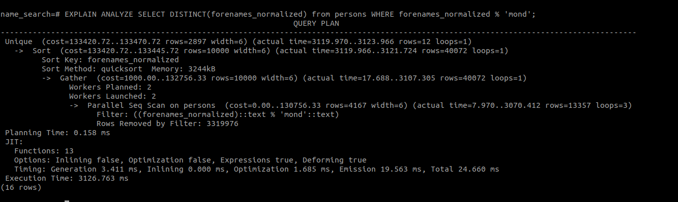 PostgreSQL - Optimizing trigrams based text search queries